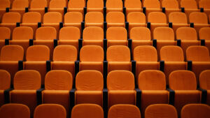 Rows of orange seats