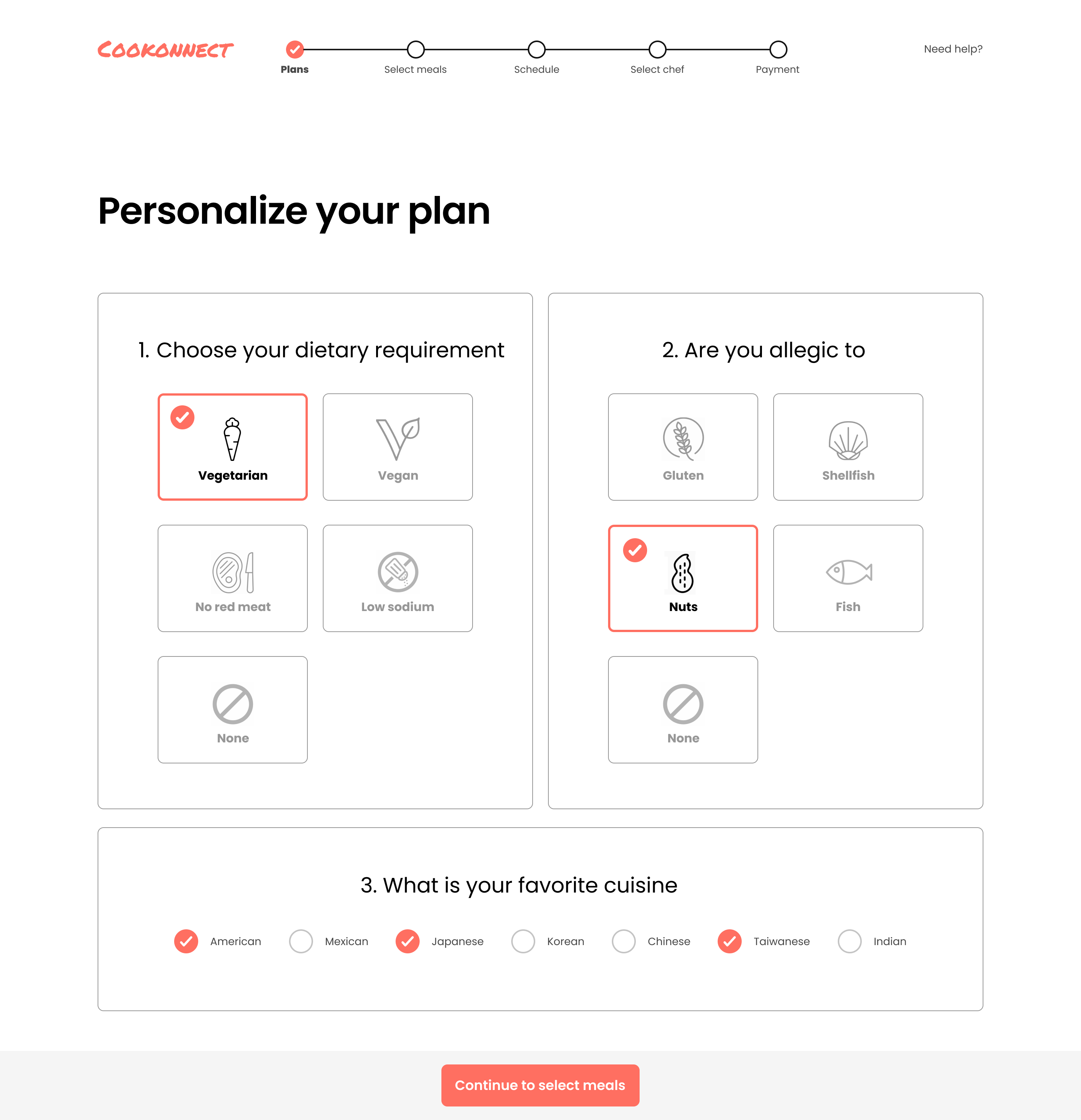 On boarding - Personalize your plan