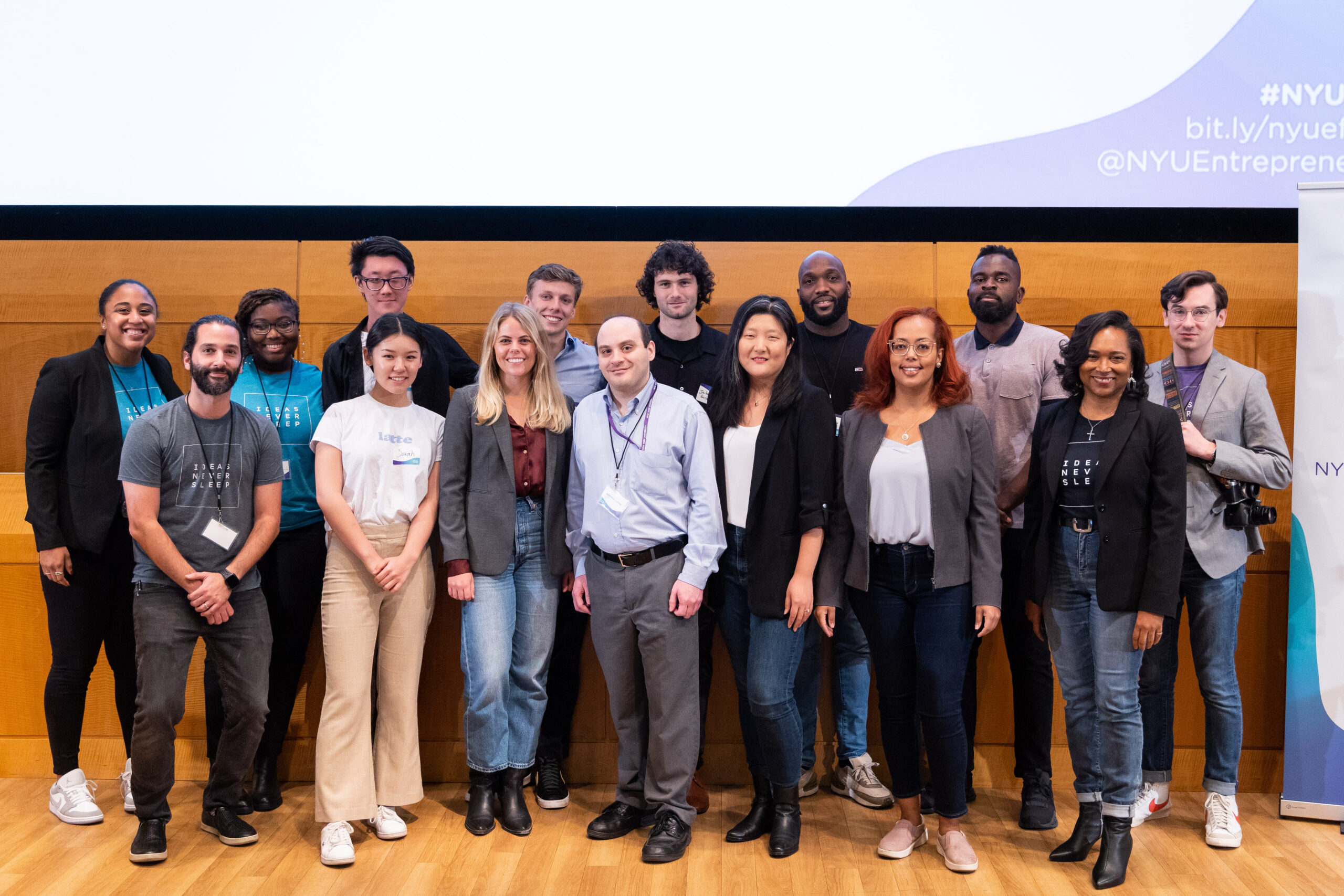 Group photo of Stern Venture Fellows and Berkley Center staff at the 2022 NYU Entrepreneurs Festival